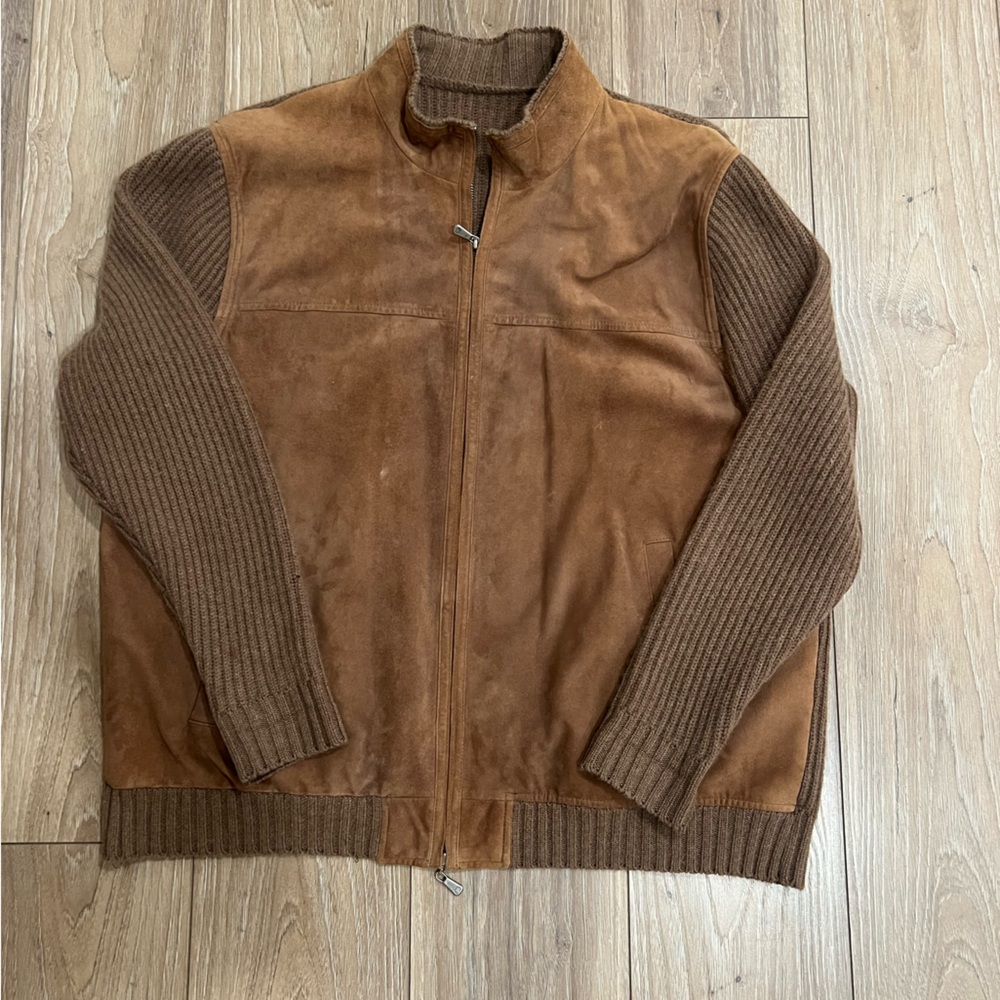 Brooks Brothers brown suede and cashmere jacket size xl